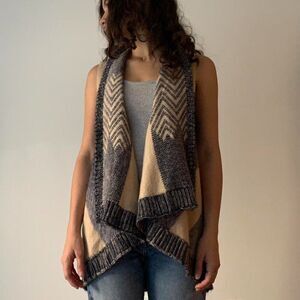 Anthropologie Sleeping On Snow Mabli Wool Knit Vest Cardigan Oversized Size Sm